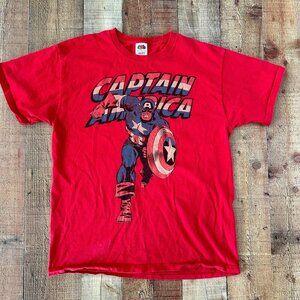 Vintage Captain America Fruit Of The Loom Heavy Cotton Short Sleeve T-Shirt L